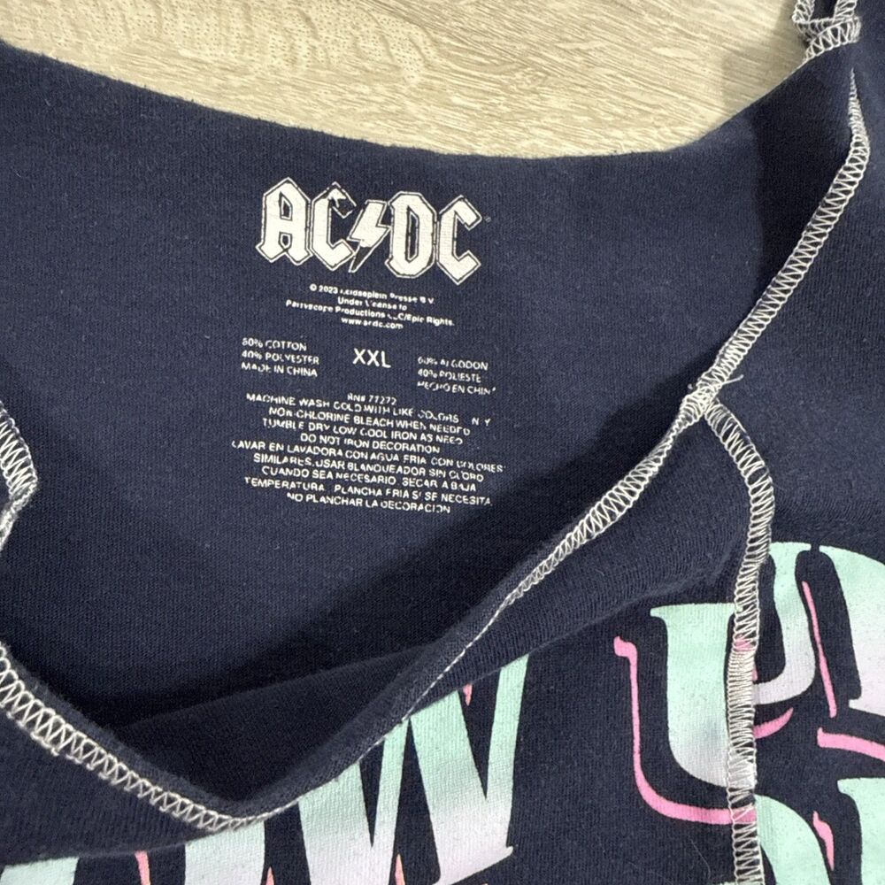AC/DC Shirt Blow Up Your Video Women's Cropped Tank Top Black 2XL Cotton Blend - Picture 7 of 8
